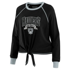 Las Vegas Raiders WEAR by Erin Andrews Women's Tie-Front Long Sleeve Top Black/Gray