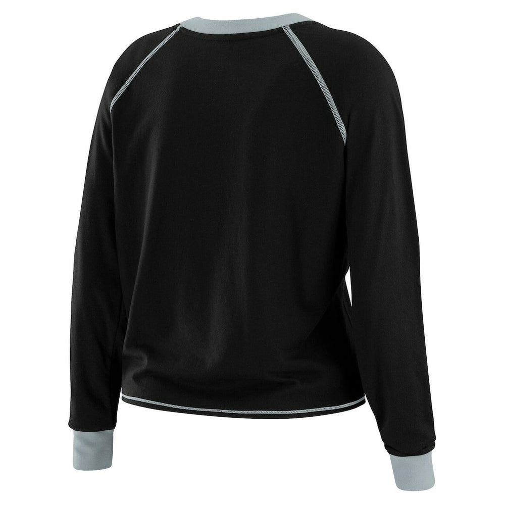 Las Vegas Raiders WEAR by Erin Andrews Women's Tie-Front Long Sleeve Top Black/Gray