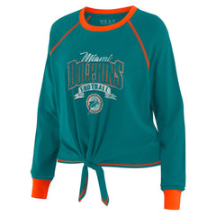Miami Dolphins WEAR by Erin Andrews Women's Tie-Front Long Sleeve Top Aqua/Orange