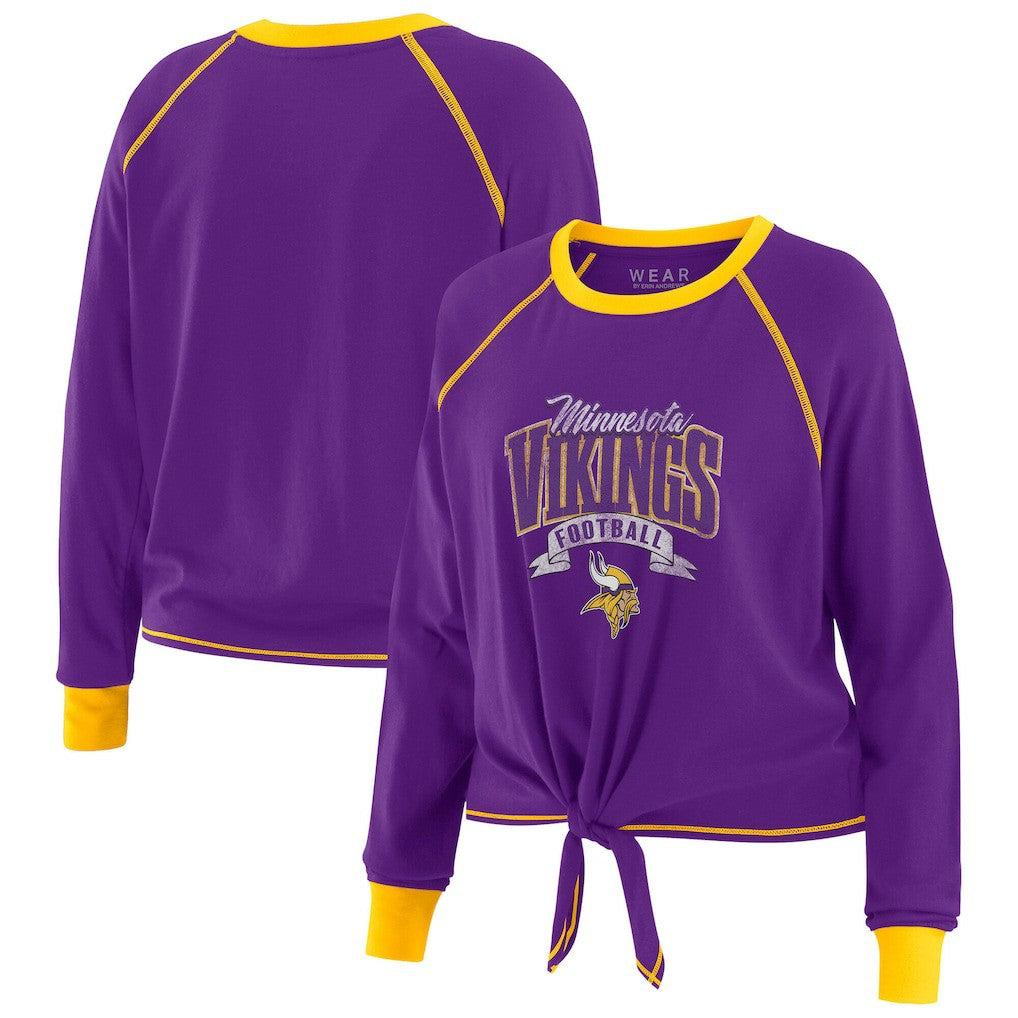 Minnesota Vikings WEAR by Erin Andrews Women's Tie-Front Long Sleeve Top Purple/Gold