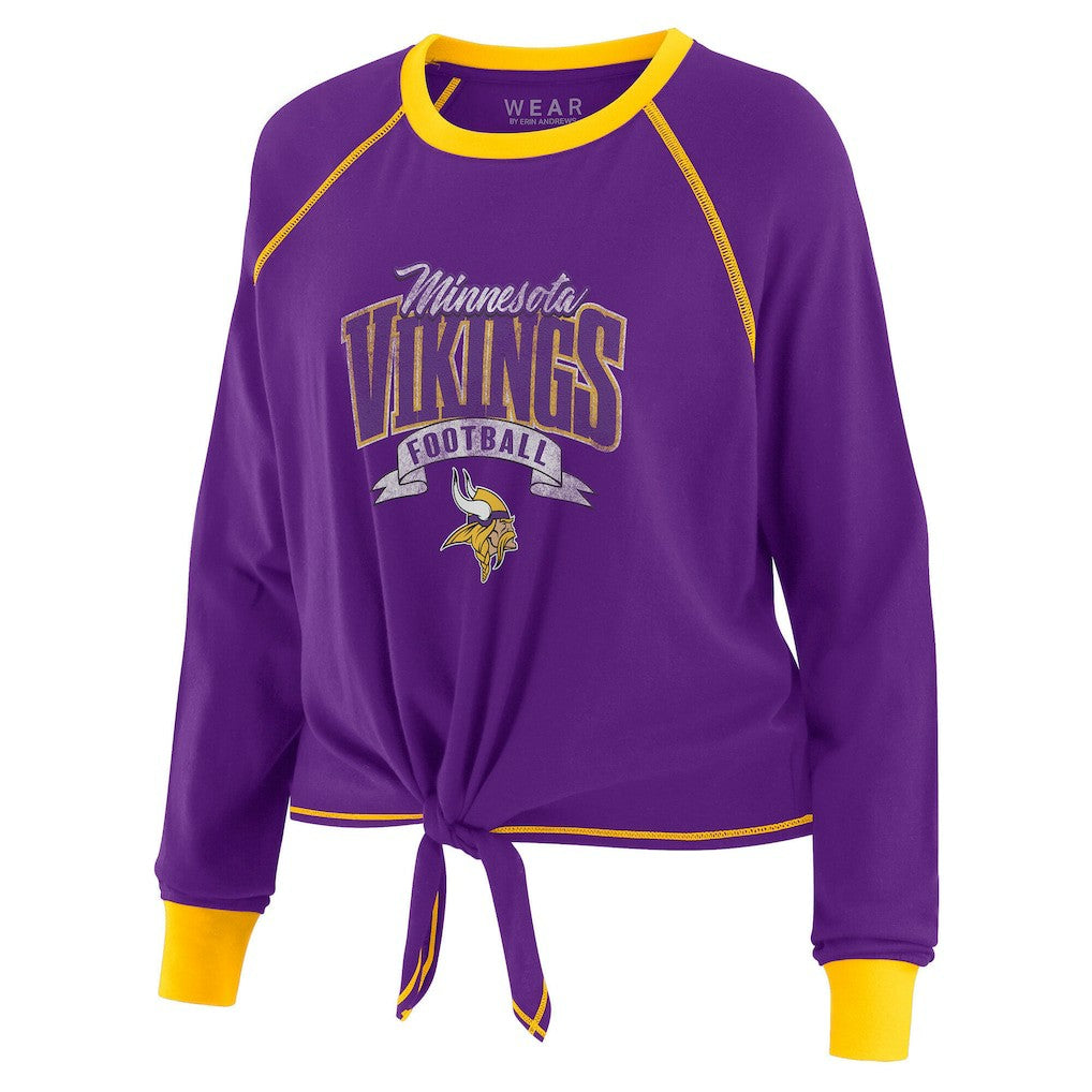 Minnesota Vikings WEAR by Erin Andrews Women's Tie-Front Long Sleeve Top Purple/Gold