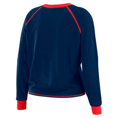 New York Giants WEAR by Erin Andrews Women's Tie-Front Long Sleeve Top Navy/Red