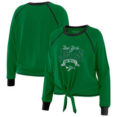 New York Jets WEAR by Erin Andrews Women's Tie-Front Long Sleeve Top Green/Black