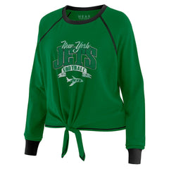 New York Jets WEAR by Erin Andrews Women's Tie-Front Long Sleeve Top Green/Black