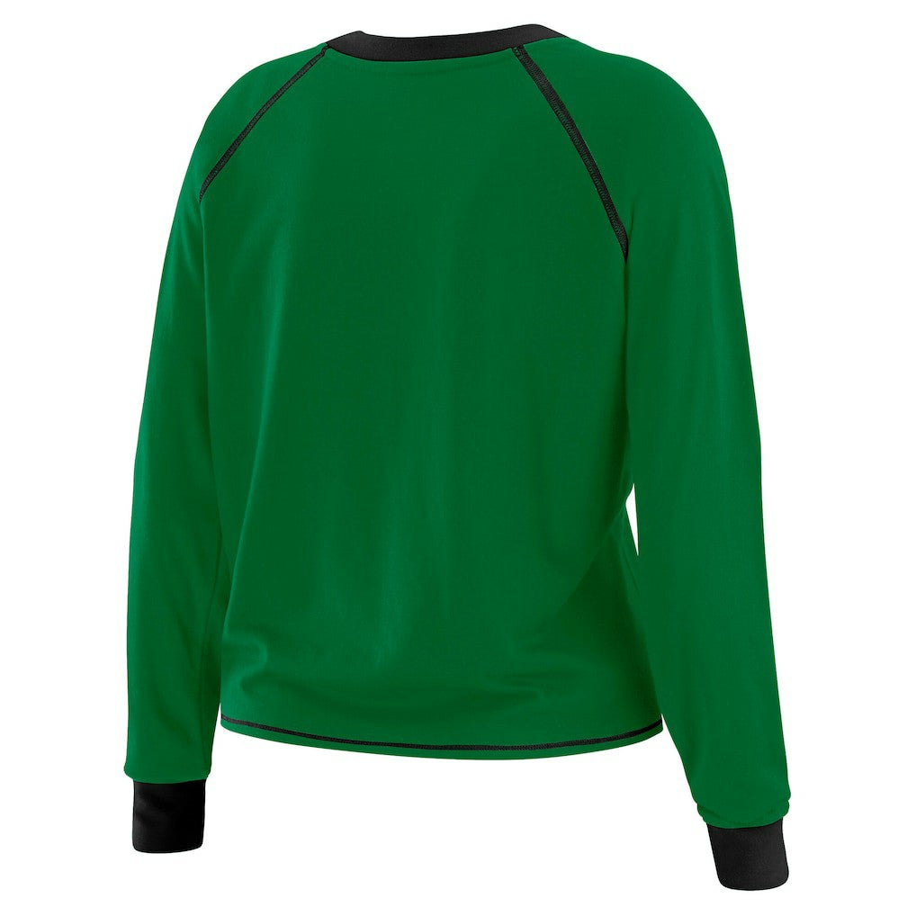 New York Jets WEAR by Erin Andrews Women's Tie-Front Long Sleeve Top Green/Black
