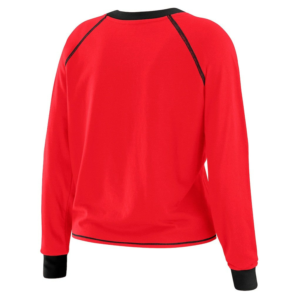San Francisco 49ers WEAR by Erin Andrews Women's Tie-Front Long Sleeve Top Scarlet/Black