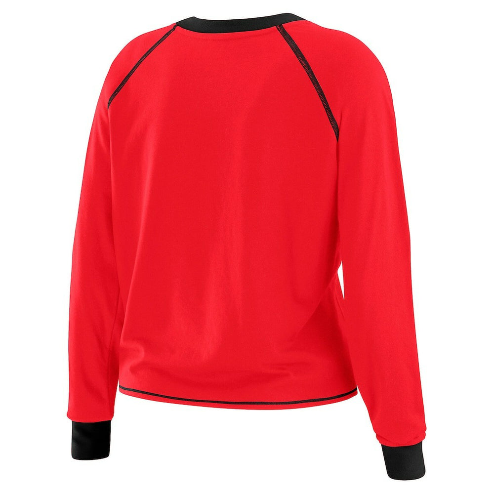 San Francisco 49ers WEAR by Erin Andrews Women's Tie-Front Long Sleeve Top Scarlet/Black