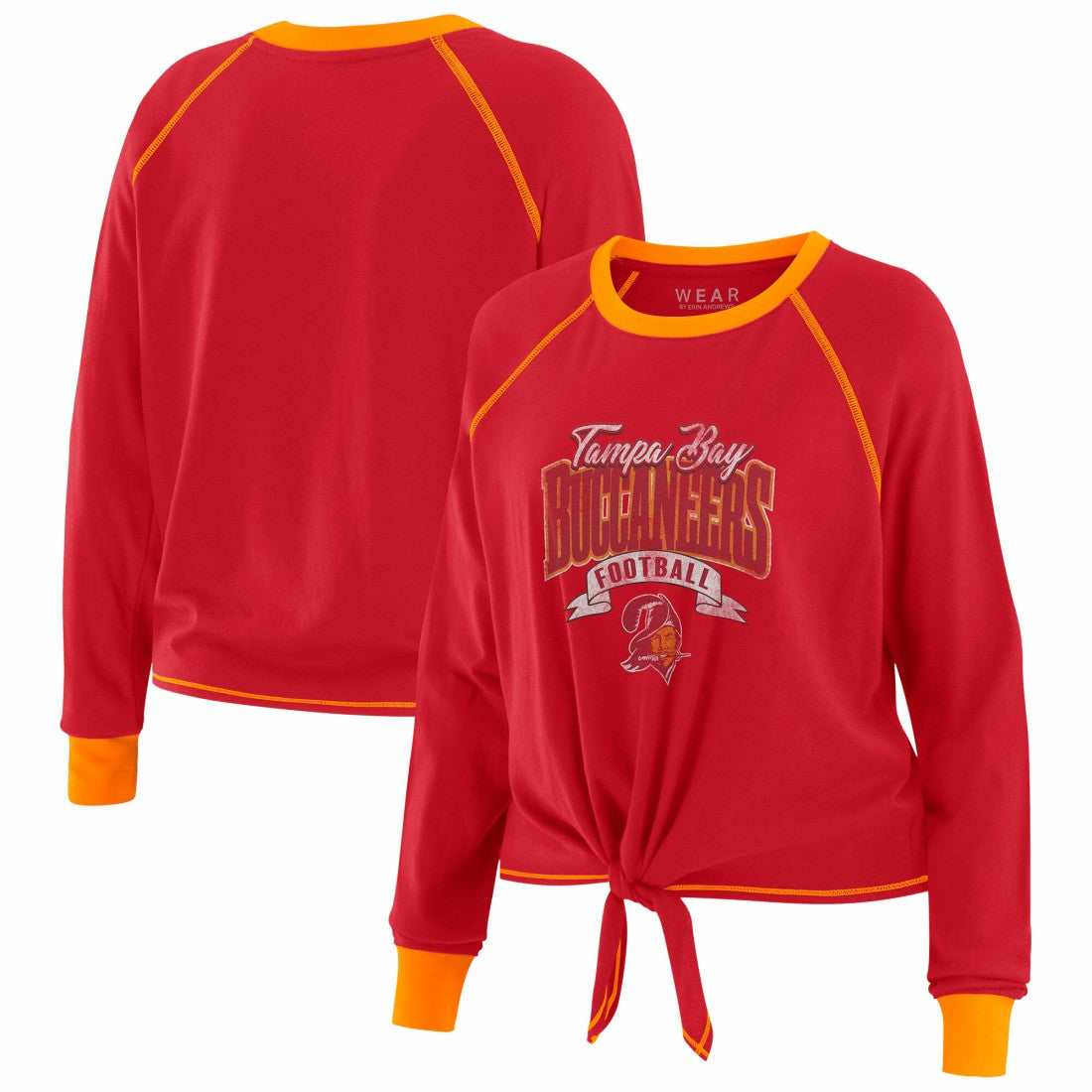 Tampa Bay Buccaneers WEAR by Erin Andrews Women's Tie-Front Long Sleeve Top Red/Orange