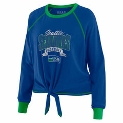 Seattle Seahawks WEAR by Erin Andrews Women's Tie-Front Long Sleeve Top Royal/Green