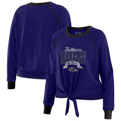 Baltimore Ravens WEAR by Erin Andrews Women's Tie-Front Long Sleeve Top Purple/Black