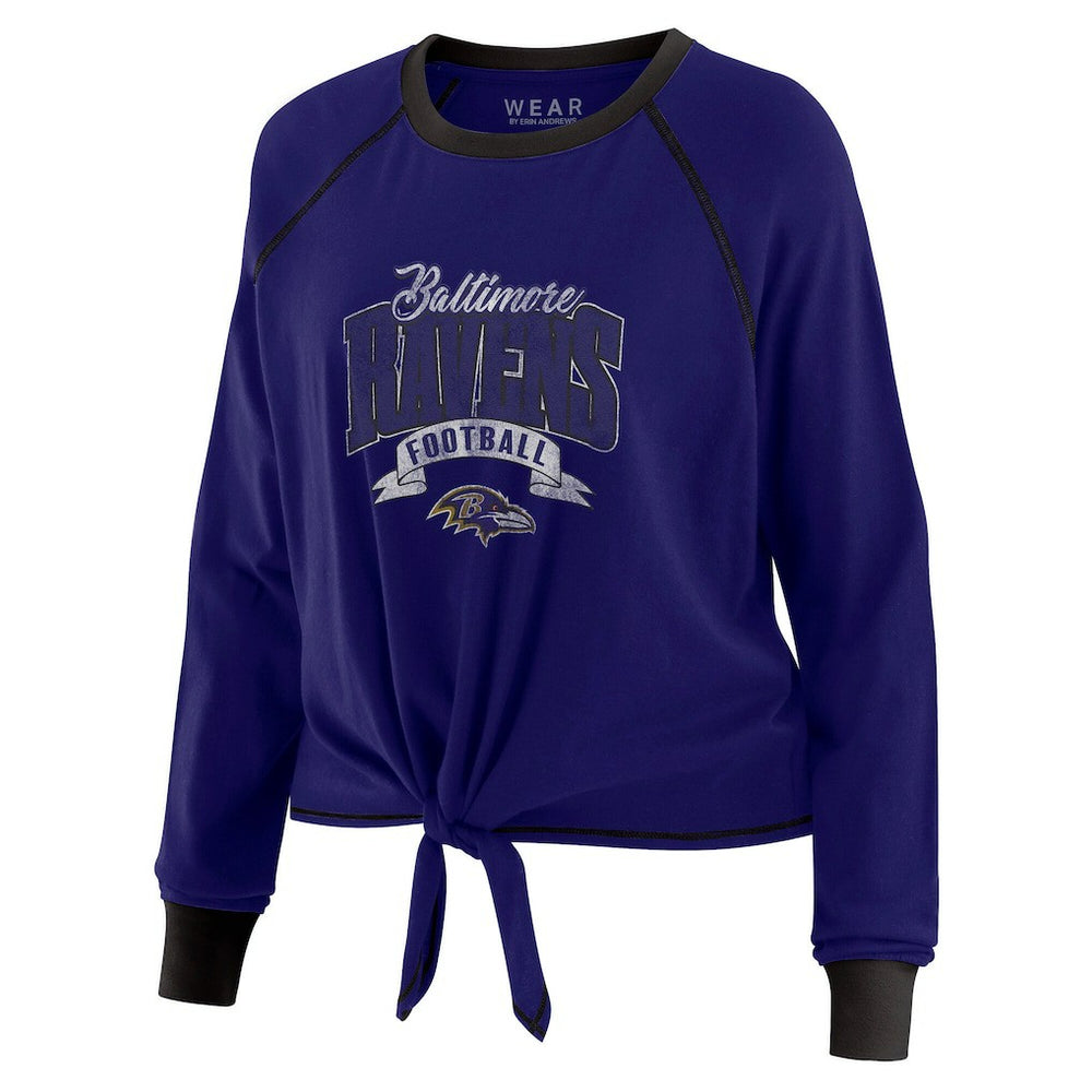 Baltimore Ravens WEAR by Erin Andrews Women's Tie-Front Long Sleeve Top Purple/Black