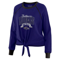 Baltimore Ravens WEAR by Erin Andrews Women's Tie-Front Long Sleeve Top Purple/Black
