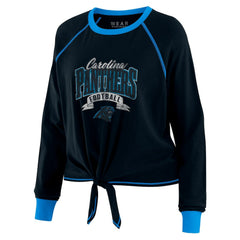 Carolina Panthers WEAR by Erin Andrews Women's Tie-Front Long Sleeve Top Black/Blue