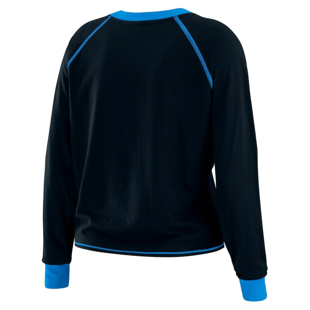 Carolina Panthers WEAR by Erin Andrews Women's Tie-Front Long Sleeve Top Black/Blue