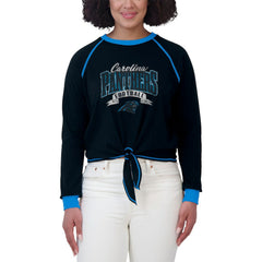 Carolina Panthers WEAR by Erin Andrews Women's Tie-Front Long Sleeve Top Black/Blue