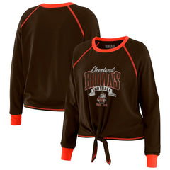 Cleveland Browns WEAR by Erin Andrews Women's Tie-Front Long Sleeve Top Brown/Orange
