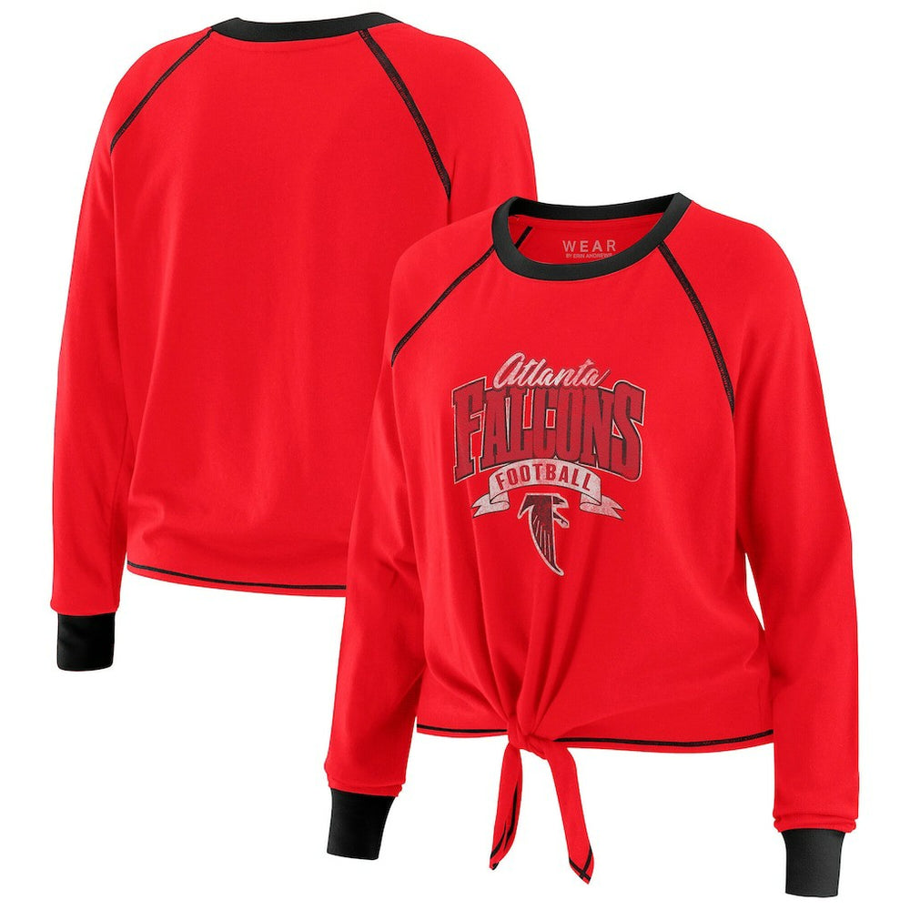 Atlanta Falcons WEAR by Erin Andrews Women's Tie-Front Long Sleeve Top Red/Black