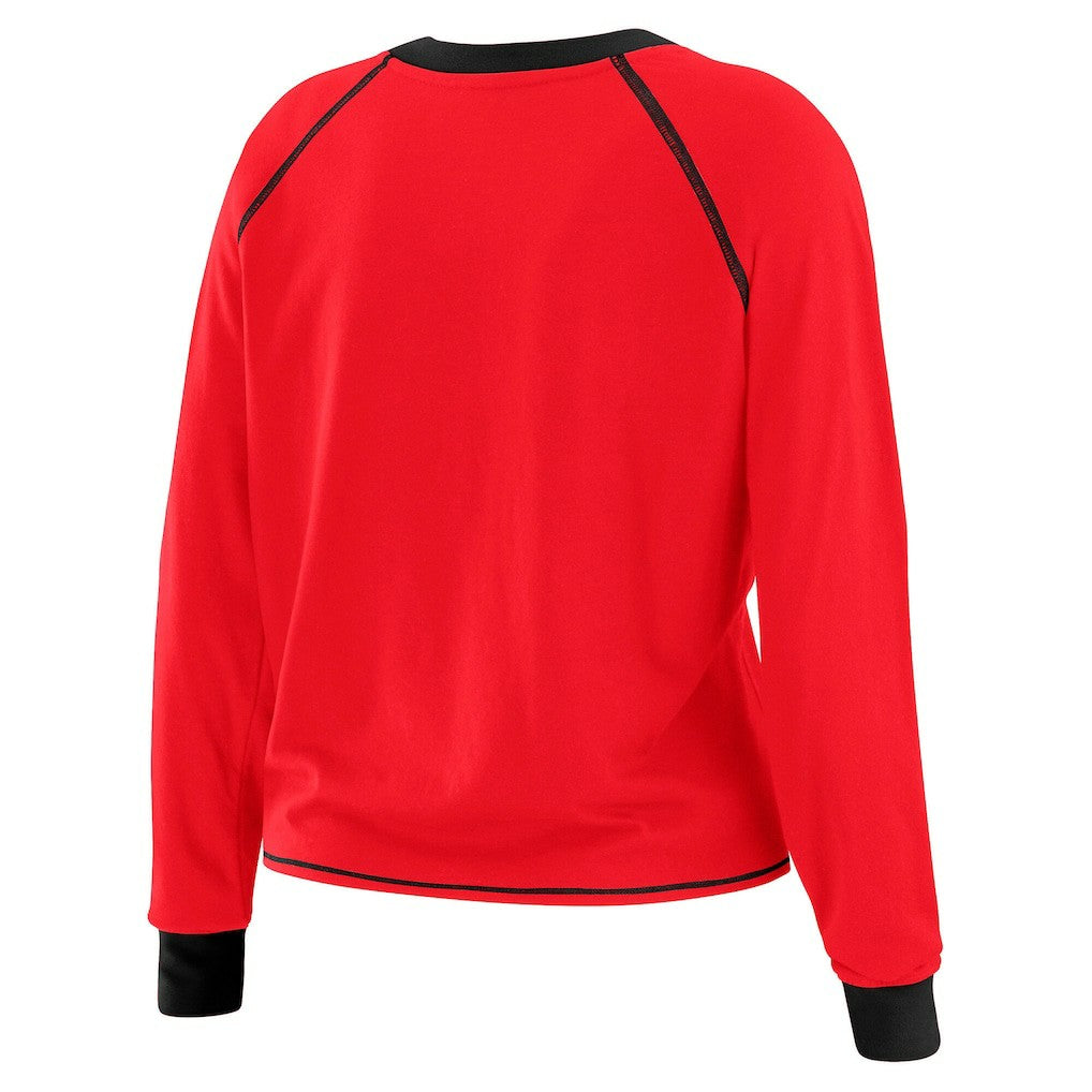 Atlanta Falcons WEAR by Erin Andrews Women's Tie-Front Long Sleeve Top Red/Black