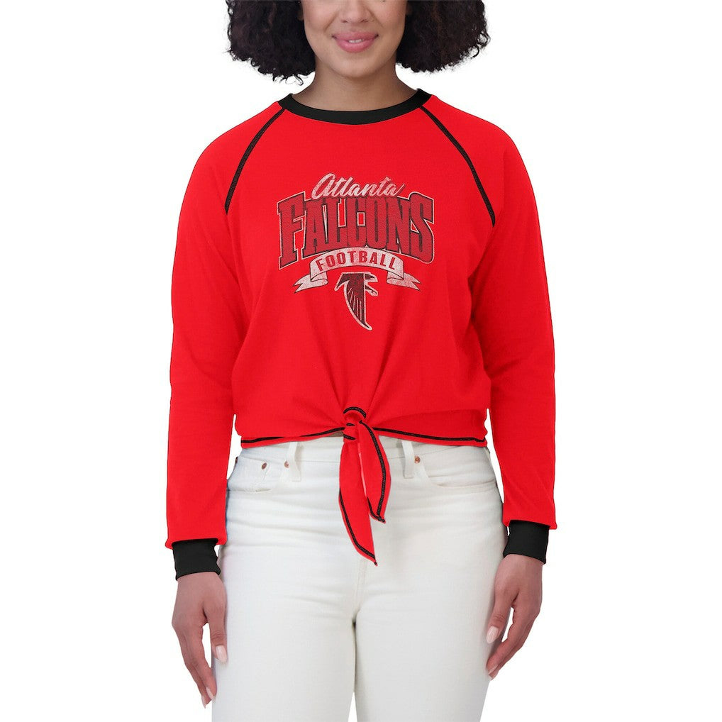 Atlanta Falcons WEAR by Erin Andrews Women's Tie-Front Long Sleeve Top Red/Black