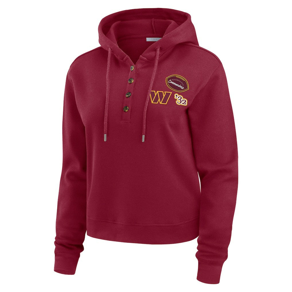 Washington Commanders WEAR by Erin Andrews Women's Waffle Hoodie Pullover Top Burgundy