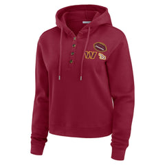 Washington Commanders WEAR by Erin Andrews Women's Waffle Hoodie Pullover Top Burgundy