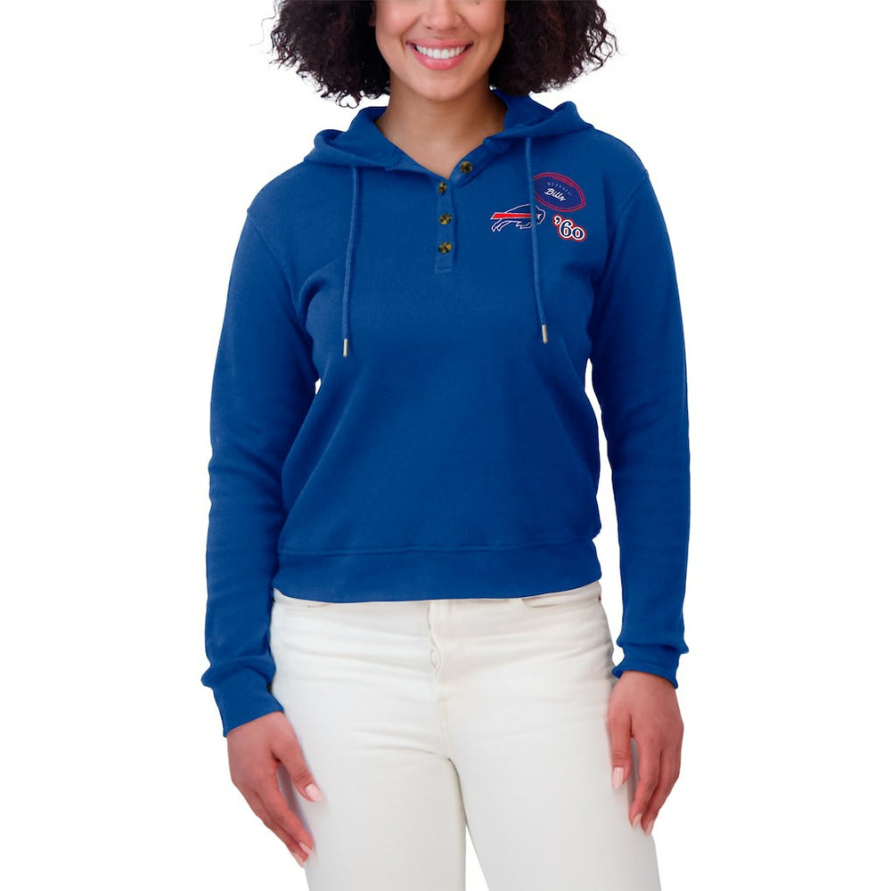 Buffalo Bills WEAR by Erin Andrews Women's Waffle Hoodie Pullover Top Royal