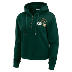 Green Bay Packers WEAR by Erin Andrews Women's Waffle Hoodie Pullover Top Green