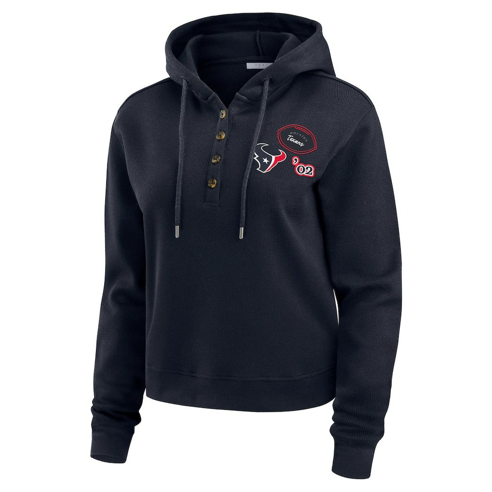 Houston Texans WEAR by Erin Andrews Women's Waffle Hoodie Pullover Top Navy