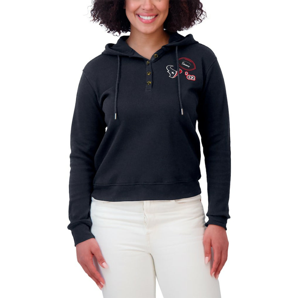 Houston Texans WEAR by Erin Andrews Women's Waffle Hoodie Pullover Top Navy