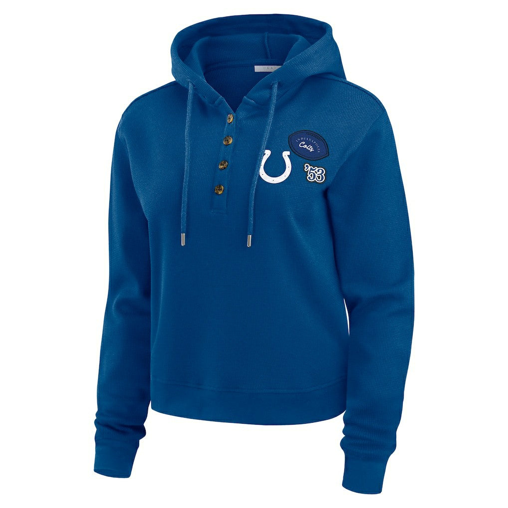 Indianapolis Colts WEAR by Erin Andrews Women's Waffle Hoodie Pullover Top Blue