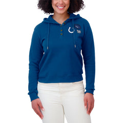 Indianapolis Colts WEAR by Erin Andrews Women's Waffle Hoodie Pullover Top Blue