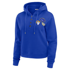 Los Angeles Rams WEAR by Erin Andrews Women's Waffle Hoodie Pullover Top Royal