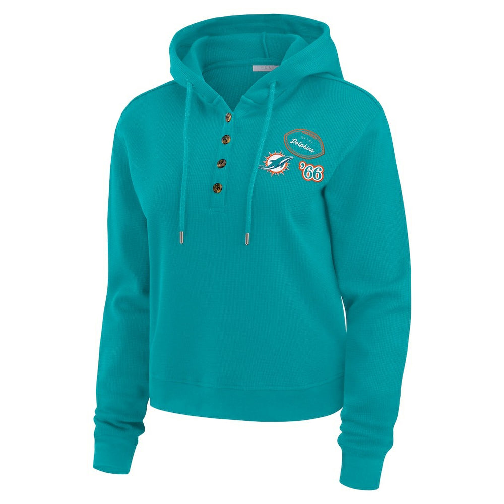 Miami Dolphins WEAR by Erin Andrews Women's Waffle Hoodie Pullover Top Aqua