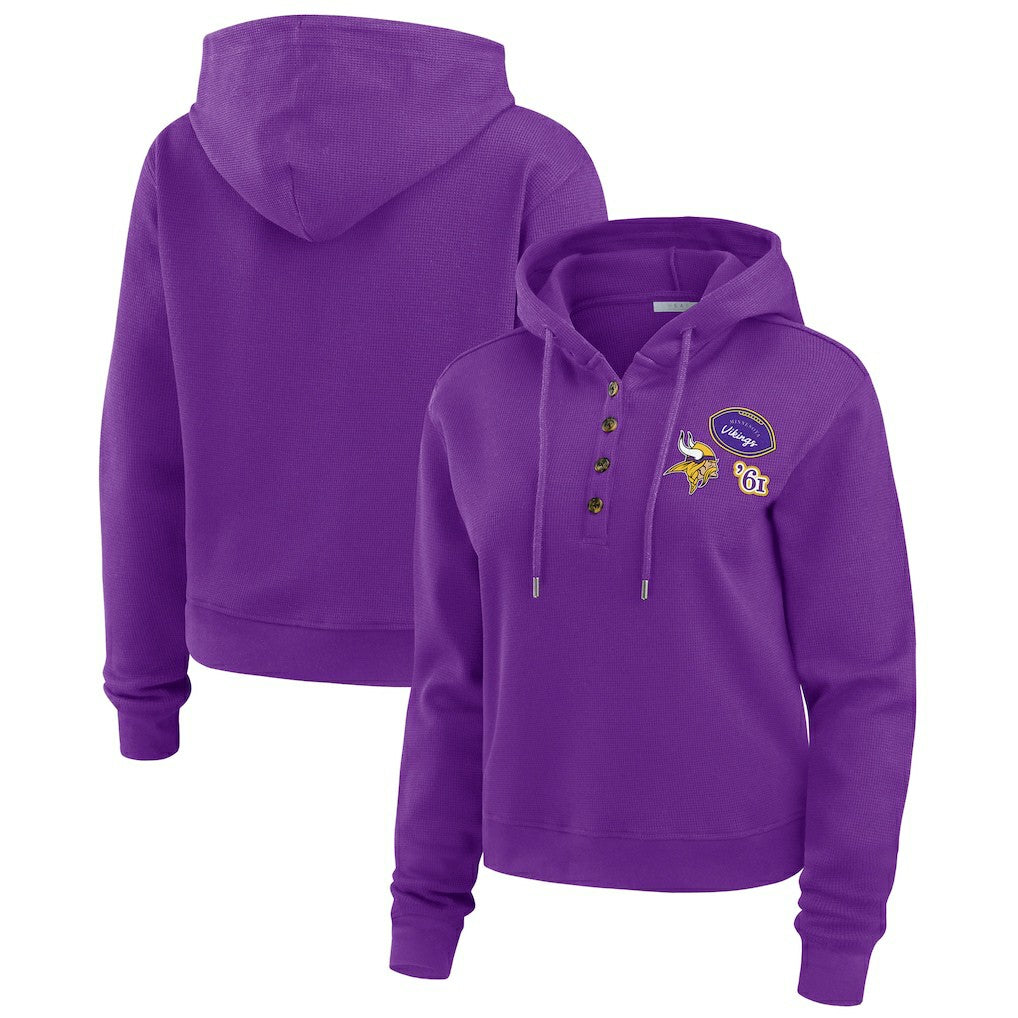 Minnesota Vikings WEAR by Erin Andrews Women's Waffle Hoodie Pullover Top Purple
