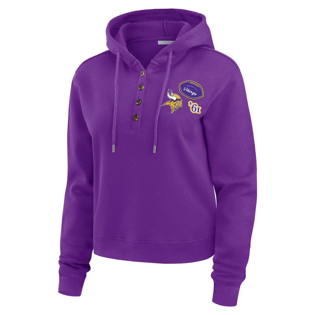 Minnesota Vikings WEAR by Erin Andrews Women's Waffle Hoodie Pullover Top Purple