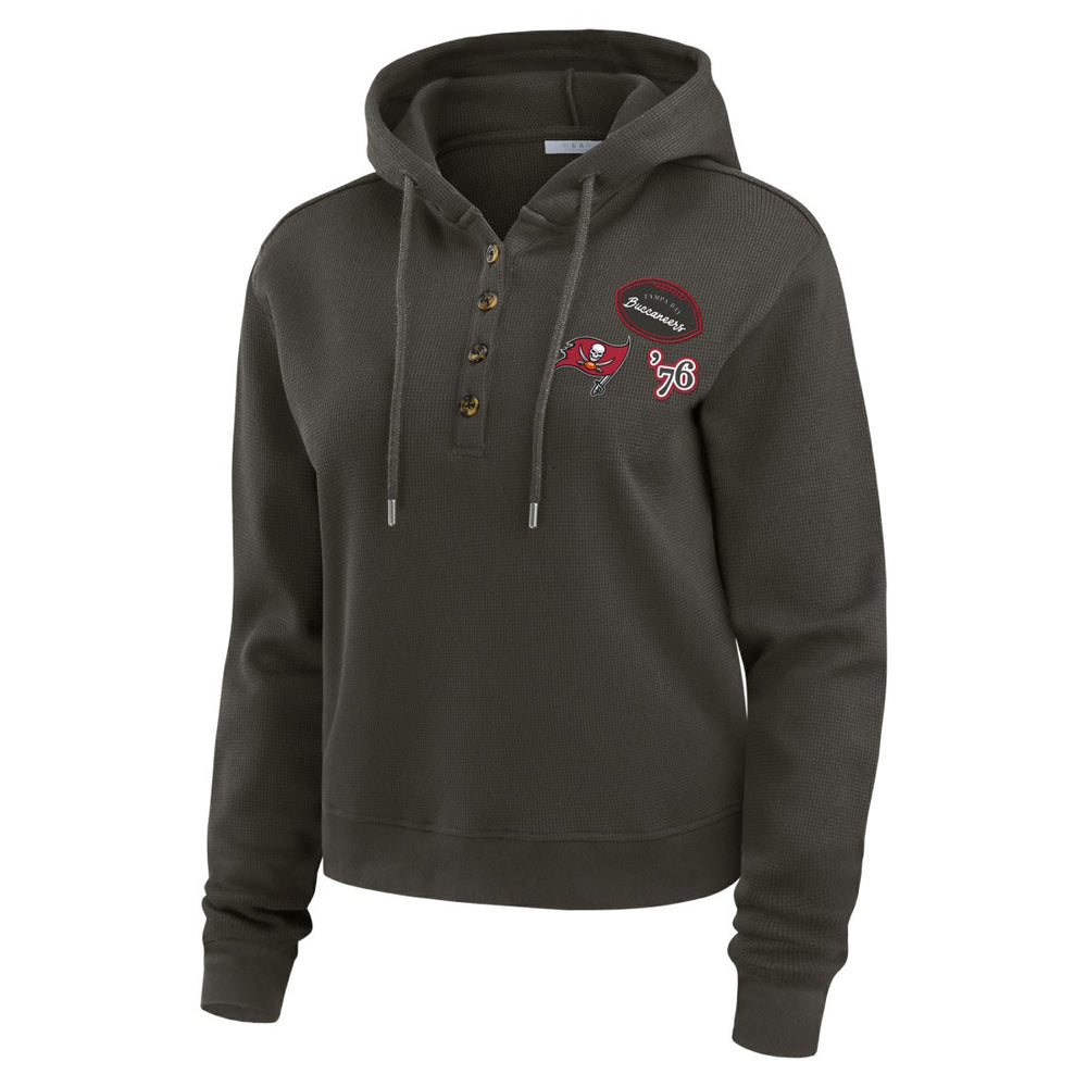 Tampa Bay Buccaneers WEAR by Erin Andrews Women's Waffle Hoodie Pullover Top Pewter