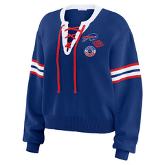 Buffalo Bills WEAR by Erin Andrews Women's Lace-Up Pullover Sweatshirt Royal