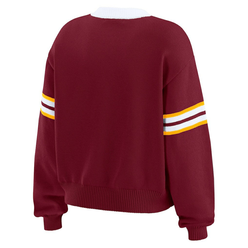 Washington Commanders WEAR by Erin Andrews Women's Lace-Up Pullover Sweatshirt Burgundy