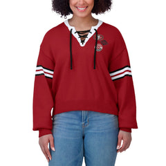 San Francisco 49ers WEAR by Erin Andrews Women's Lace-Up Pullover Sweatshirt Scarlet