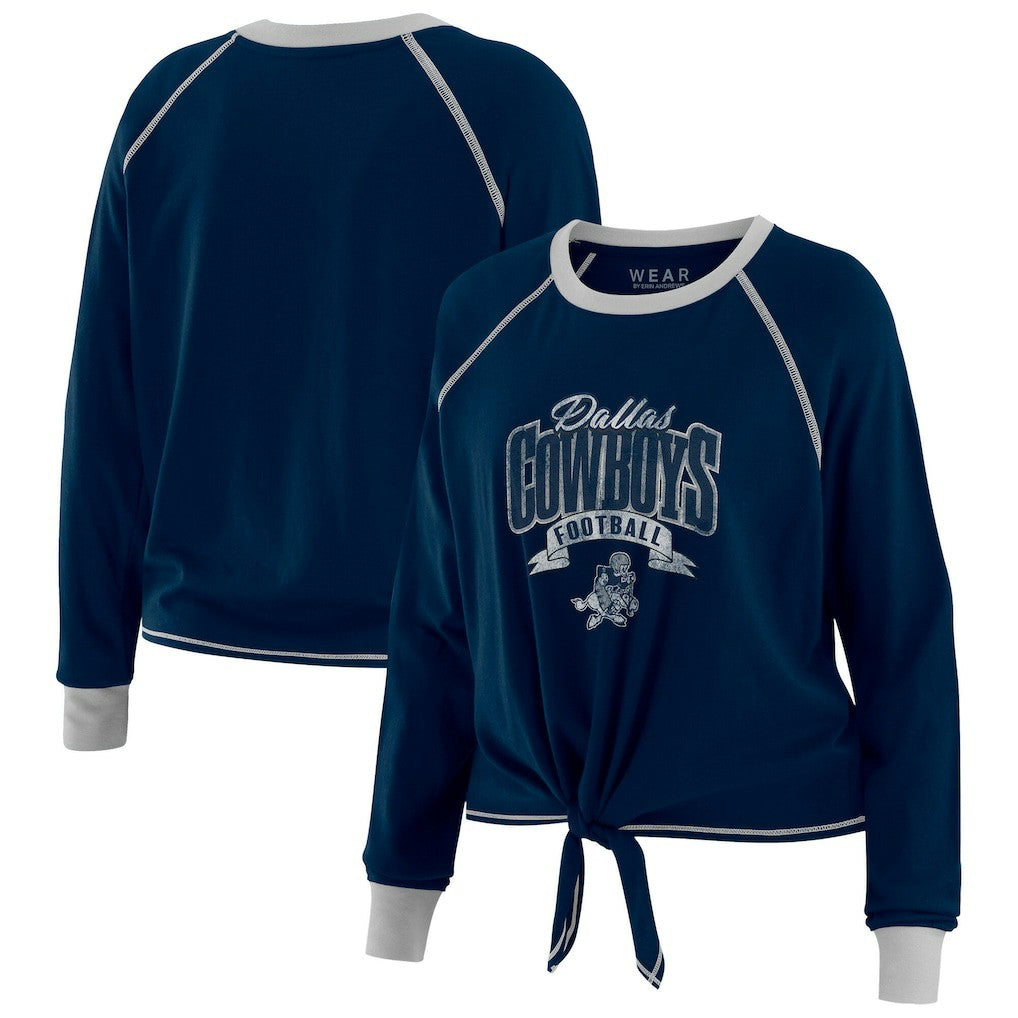Dallas Cowboys WEAR by Erin Andrews Women's Tie-Front Long Sleeve Top Navy/