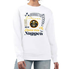 Denver Nuggets G-III 4Her by Carl Banks Women's Collage Team Graphic Fleece Pullover Sweatshirt White