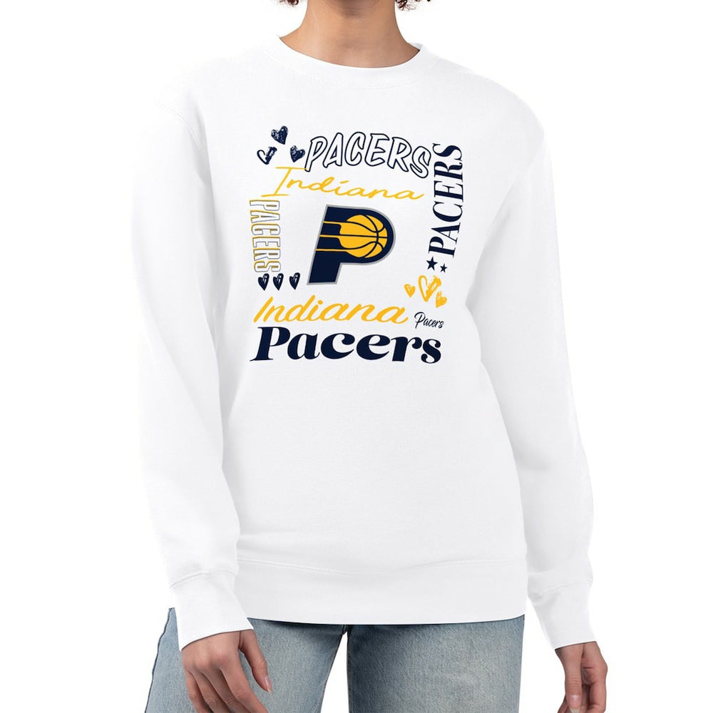 Indiana Pacers G-III 4Her by Carl Banks Women's Collage Team Graphic Fleece Pullover Sweatshirt White