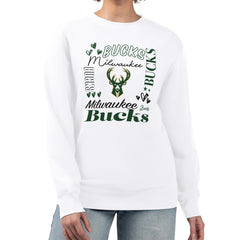 Milwaukee Bucks G-III 4Her by Carl Banks Women's Collage Team Graphic Fleece Pullover Sweatshirt White