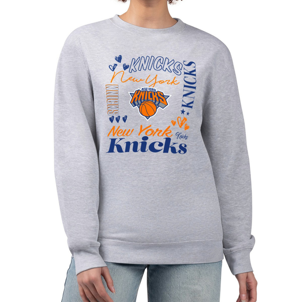 New York Knicks G-III 4Her by Carl Banks Women's Collage Team Graphic Fleece Pullover Sweatshirt Heather Gray
