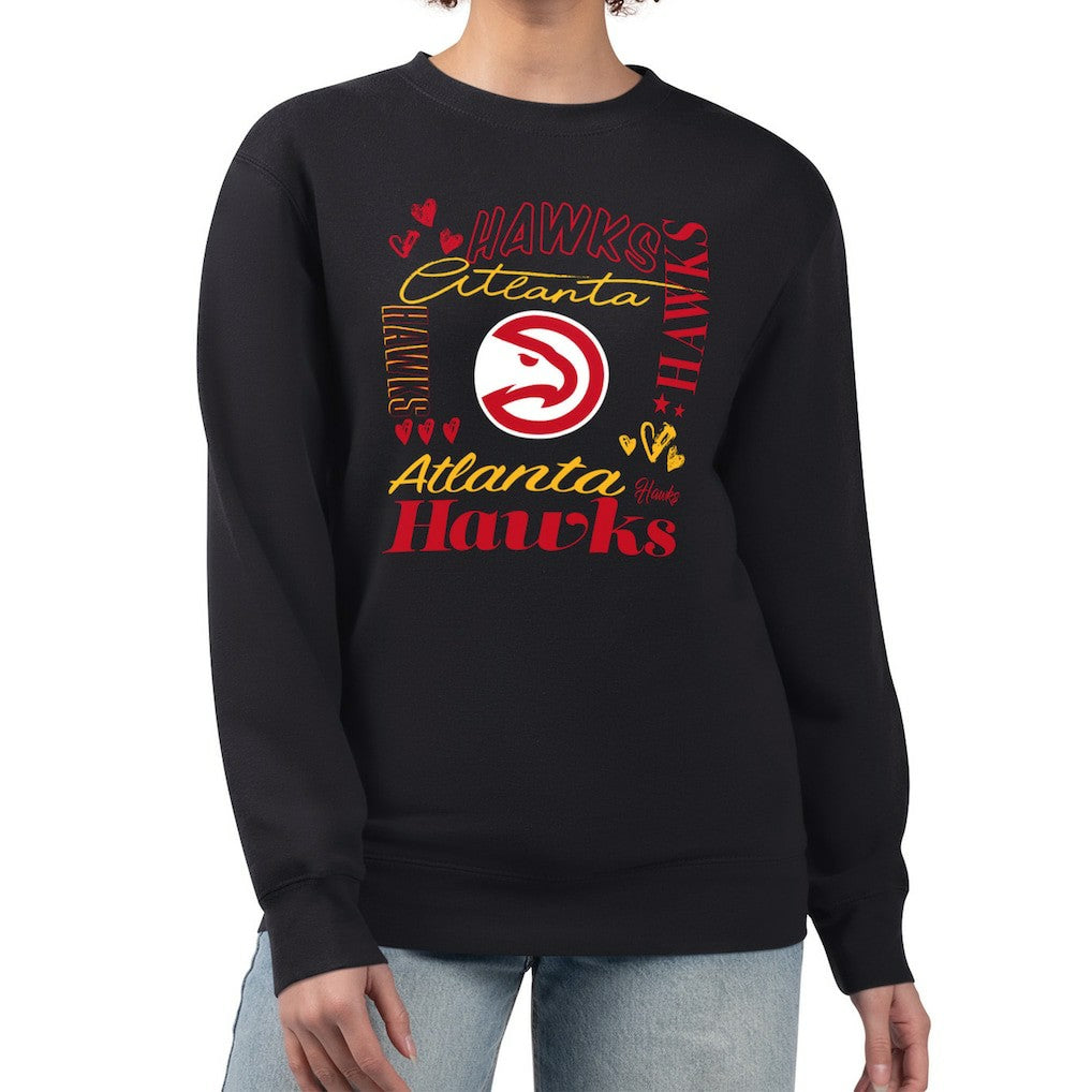 Atlanta Hawks G-III 4Her by Carl Banks Women's Collage Team Name Fleece Pullover Sweatshirt Black
