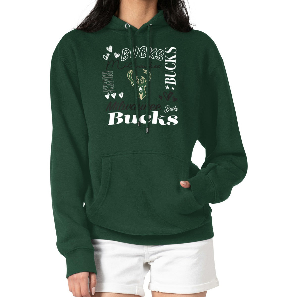 Milwaukee Bucks G-III 4Her by Carl Banks Women's Team Collage Graphic Fleece Pullover Hoodie Green