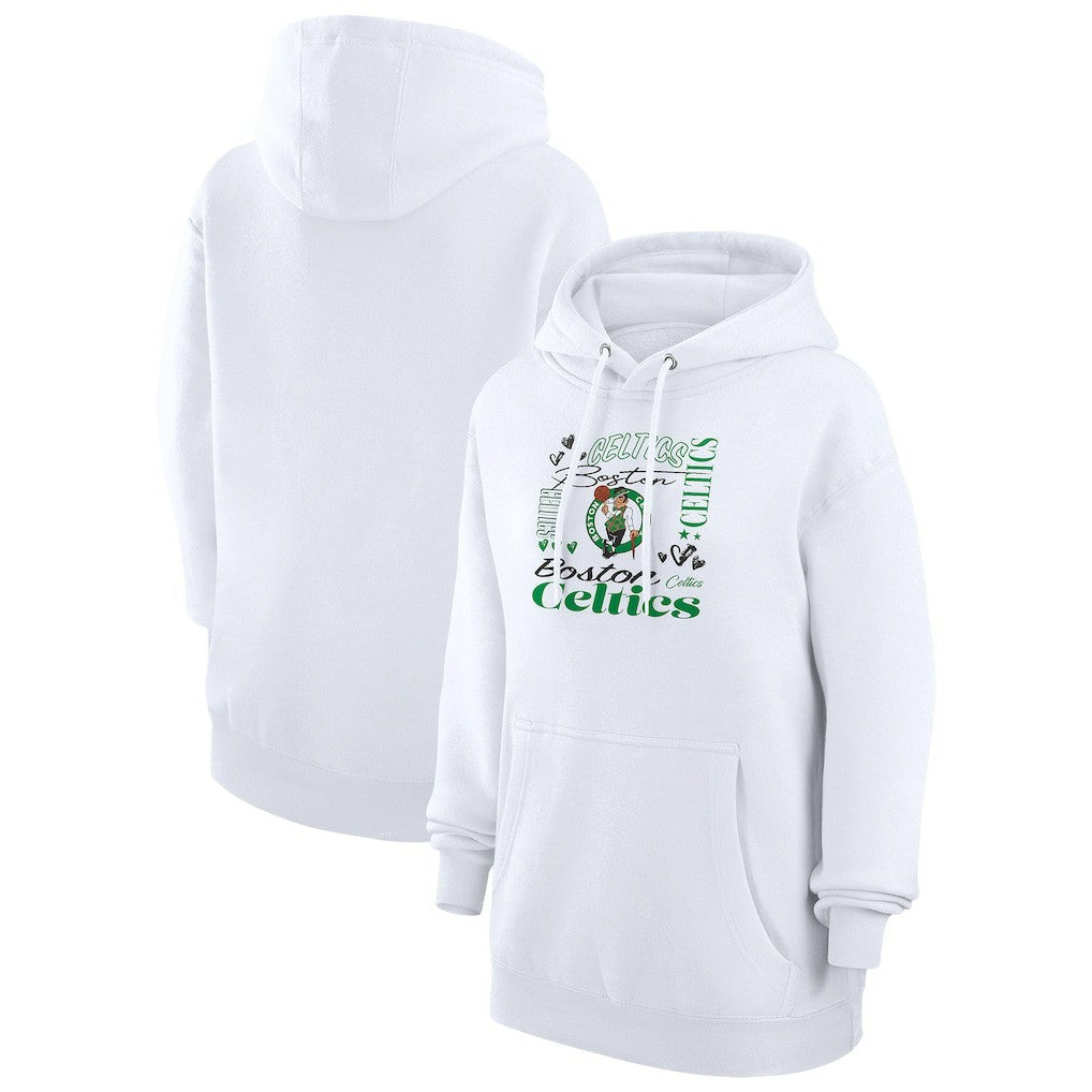 Boston Celtics G-III 4Her by Carl Banks Women's Team Collage Graphic Fleece Pullover Hoodie White