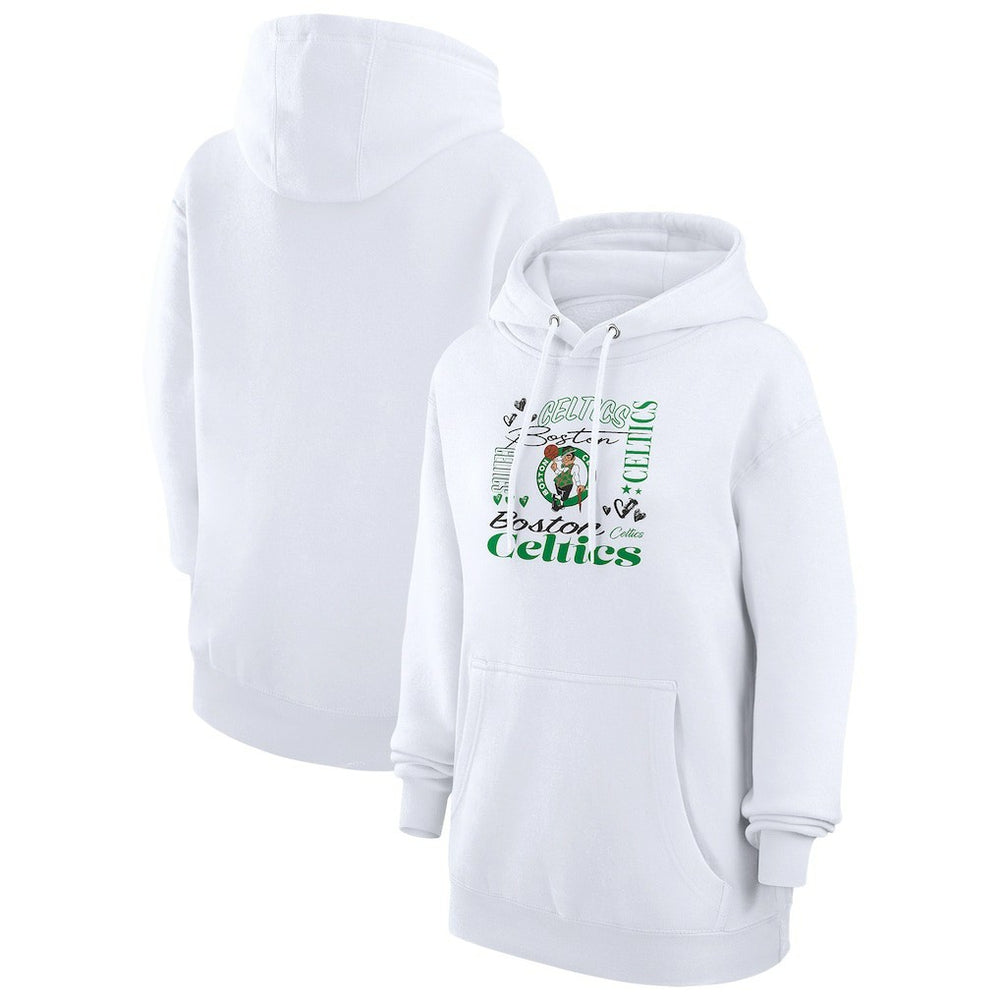 Boston Celtics G-III 4Her by Carl Banks Women's Team Collage Graphic Fleece Pullover Hoodie White