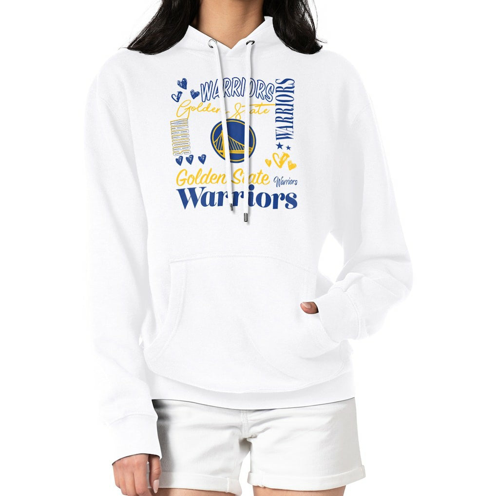 Golden State Warriors G-III 4Her by Carl Banks Women's Team Collage Graphic Fleece Pullover Hoodie White