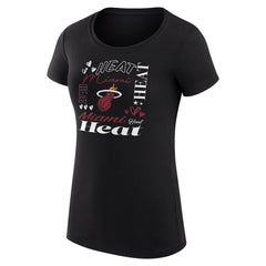 Miami Heat G-III 4Her by Carl Banks Women's Super-Slim Fit Lightweight Team Name Collage Graphic T-Shirt Black